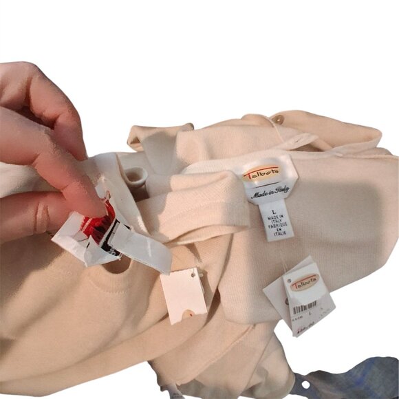 Talbots nwt 2 piece twinset cardigan shell sweaters womens L Italy chevron - Picture 4 of 7